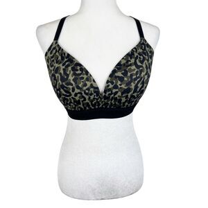 Pink Victoria's Secret Bra Women 36DD Green Camo Padded Wireless Smooth Bra